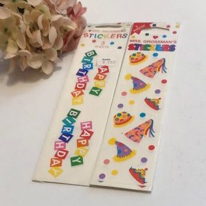 MRS.GROSSMAN’S Birthday Stickers 1980s NEW vintage Party Hats Grossmans